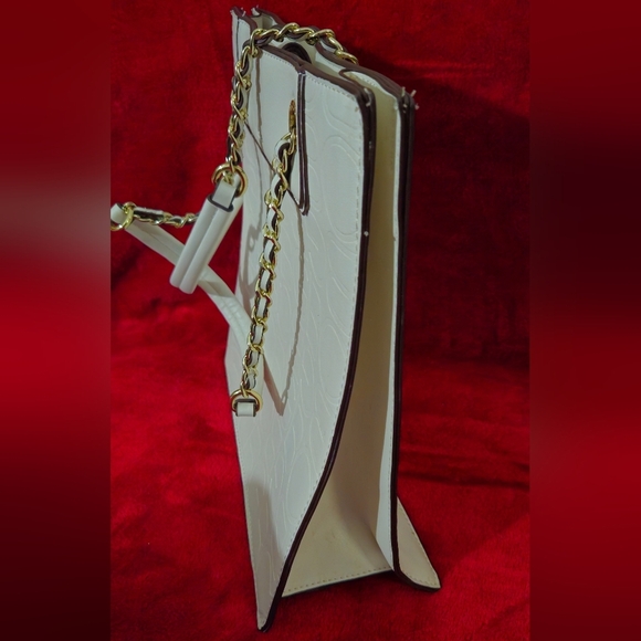 BCBG Cream Tote Bag with Gold Accents - Picture 9 of 9